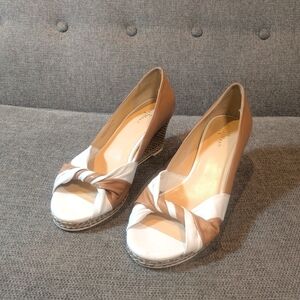 Cole Haan Nike Air Espadrille Wedge Sandals Leather Open Toe 8.5